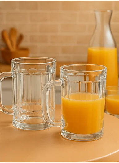 6-Pcs 345ml Elegant Hot &amp; Cold Beverages Glass Cups Set with Handle, Multi-Use Cocktail Glass Cup DM83