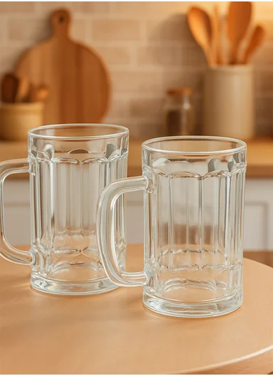 6-Pcs 345ml Elegant Hot &amp; Cold Beverages Glass Cups Set with Handle, Multi-Use Cocktail Glass Cup DM83