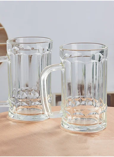 6-Pcs 345ml Elegant Hot &amp; Cold Beverages Glass Cups Set with Handle, Multi-Use Cocktail Glass Cup DM83