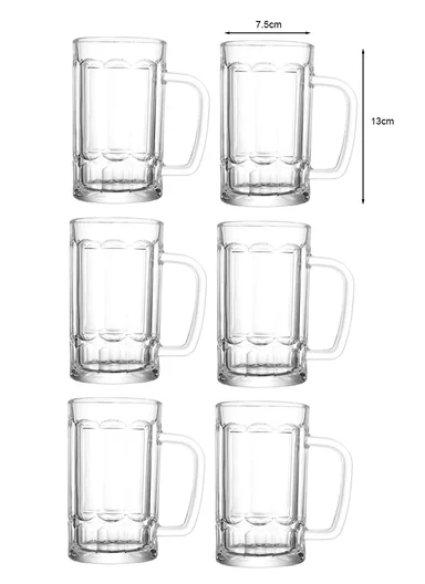 6-Pcs 345ml Elegant Hot &amp; Cold Beverages Glass Cups Set with Handle, Multi-Use Cocktail Glass Cup DM83