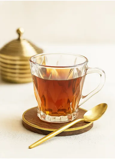 200 ml 6pcs Elegant Diamond Pattern Glass Cup Mug (D8 x H9)cm