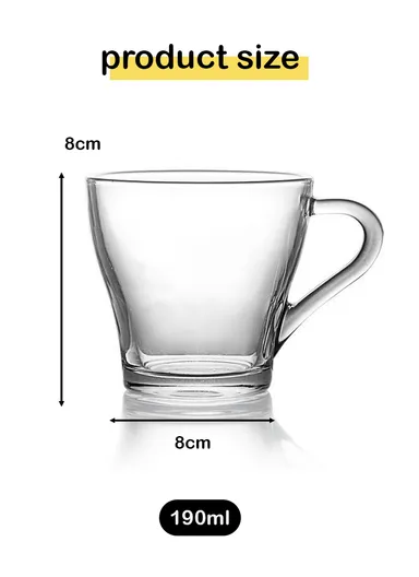 190ml 6-Pcs Glass Cup Set Heat-Resistant Glassware for Hot &amp; Cold Beverages
