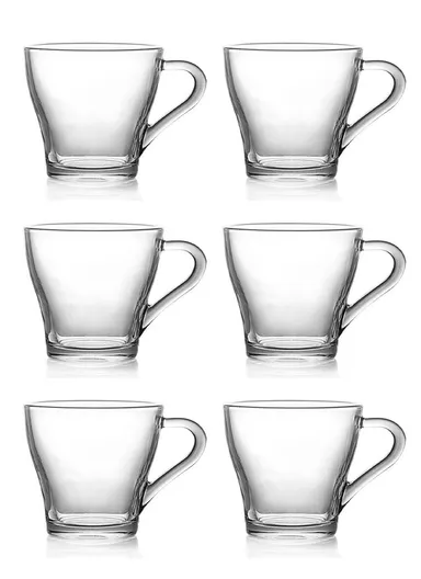 190ml 6-Pcs Glass Cup Set Heat-Resistant Glassware for Hot &amp; Cold Beverages