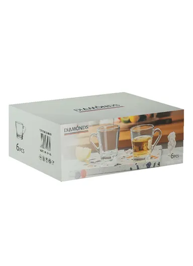 190ml 6-Pcs Glass Cup Set Heat-Resistant Glassware for Hot &amp; Cold Beverages