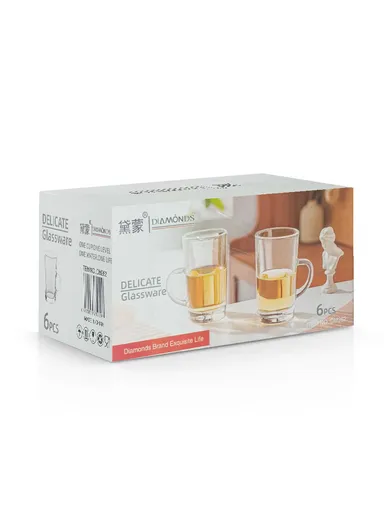 6Pcs 250ml Transparent Round Glass Cups For Hot &amp; Cold Drinks 