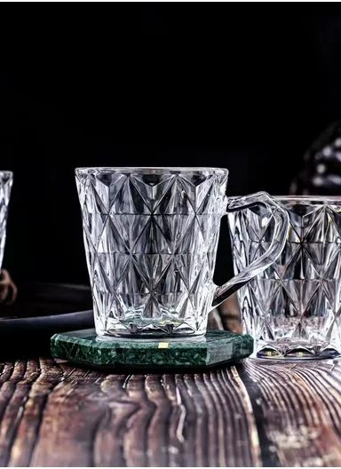 160ml 6-Pcs Tea Diamond Design Glass Cups Set DM292-2