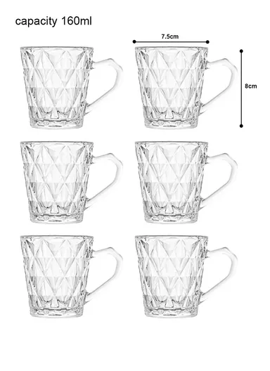 160ml 6-Pcs Tea Diamond Design Glass Cups Set DM292-2