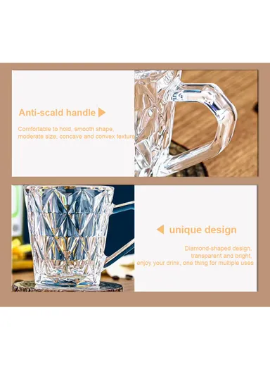160ml 6-Pcs Tea Diamond Design Glass Cups Set DM292-2