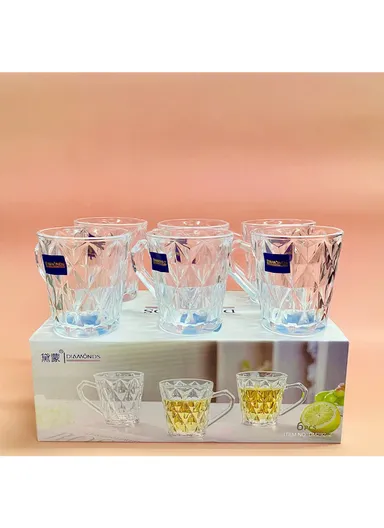 160ml 6-Pcs Tea Diamond Design Glass Cups Set DM292-2