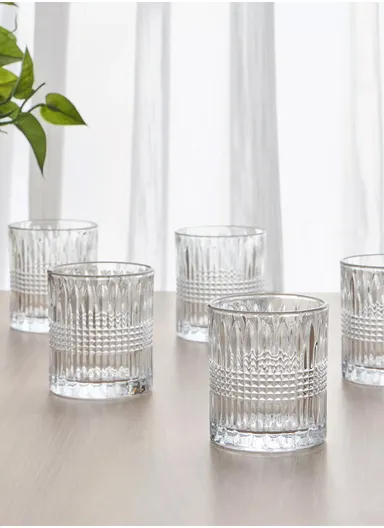 6Pcs Transparent Round Glass Cups with Sturdy Base &amp; Smooth Rim for Beverages