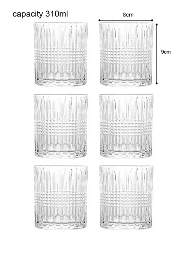 6Pcs Transparent Round Glass Cups with Sturdy Base &amp; Smooth Rim for Beverages
