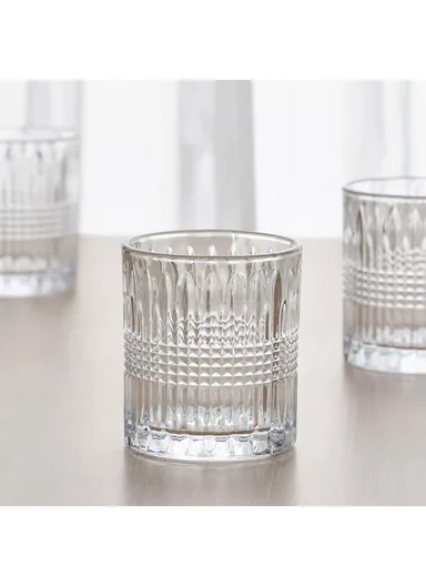 6Pcs Transparent Round Glass Cups with Sturdy Base &amp; Smooth Rim for Beverages