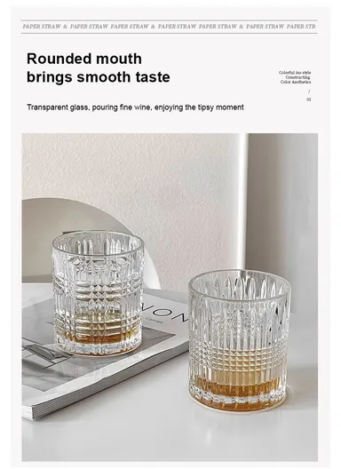 6Pcs Transparent Round Glass Cups with Sturdy Base &amp; Smooth Rim for Beverages