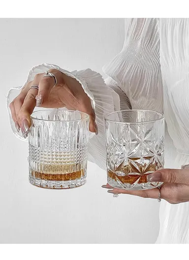 6Pcs Transparent Round Glass Cups with Sturdy Base &amp; Smooth Rim for Beverages