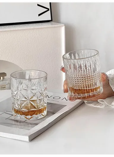 6Pcs Transparent Round Glass Cups with Sturdy Base &amp; Smooth Rim for Beverages