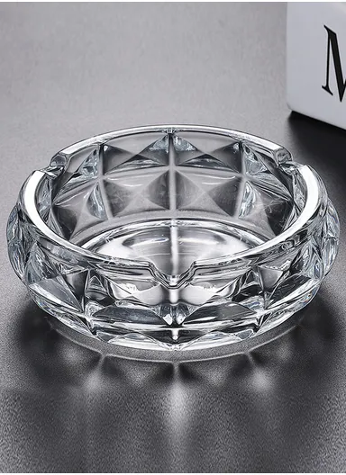 15cm Round Crystal Heavy Glass Ashtrays for Smoking - Clear