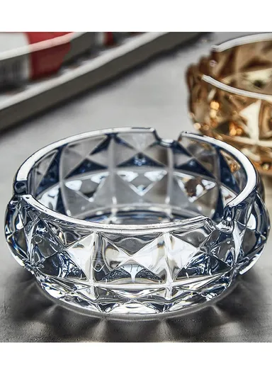 15cm Round Crystal Heavy Glass Ashtrays for Smoking - Clear