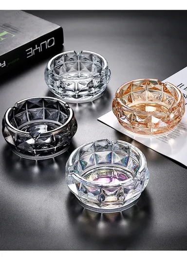 15cm Round Crystal Heavy Glass Ashtrays for Smoking - Clear