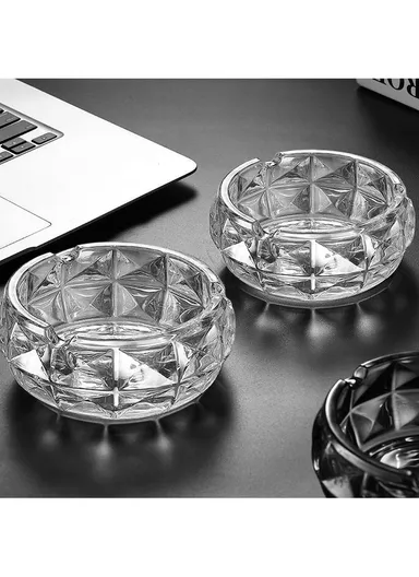 15cm Round Crystal Heavy Glass Ashtrays for Smoking - Clear