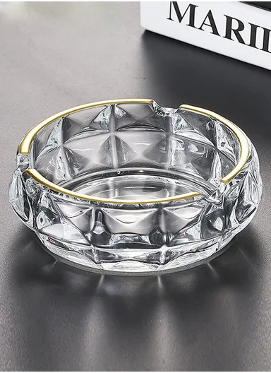 15cm Round Decorative Crystal Heavy Glass Ashtrays for Smoking
