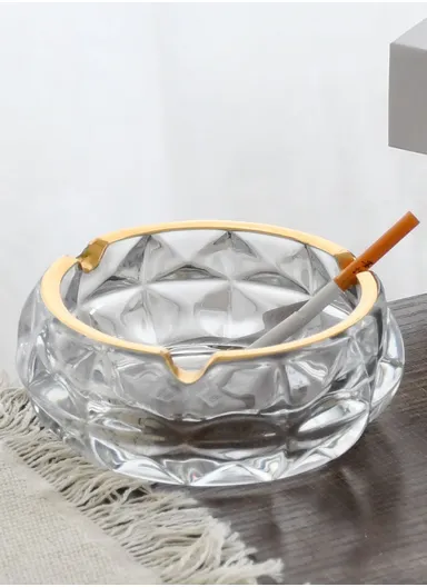 15cm Round Decorative Crystal Heavy Glass Ashtrays for Smoking