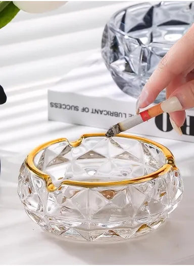 15cm Round Decorative Crystal Heavy Glass Ashtrays for Smoking