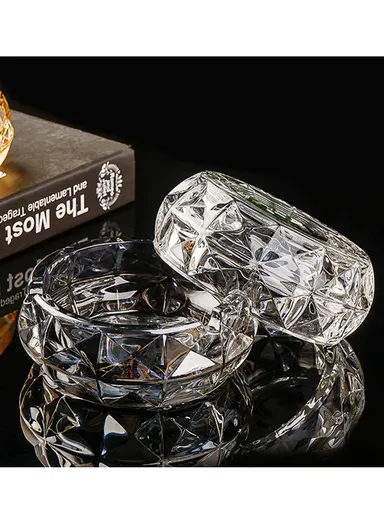 15cm Round Decorative Crystal Heavy Glass Ashtrays for Smoking