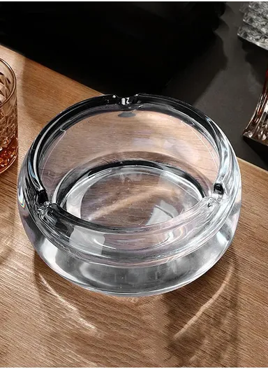 15cm Round Glass Ashtrays for Smoking Cool Crystal Ashtray - Grey