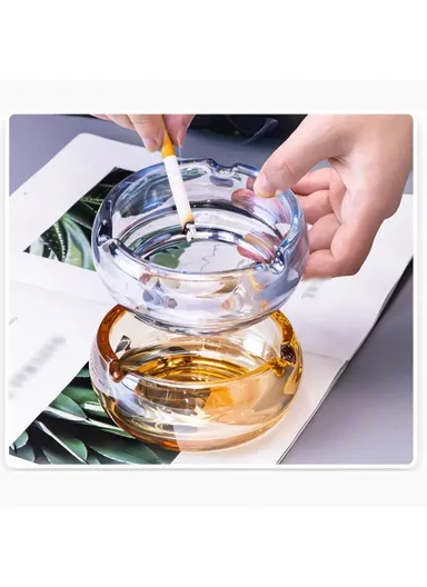 15cm Round Glass Ashtrays for Smoking Cool Crystal Ashtray - Grey