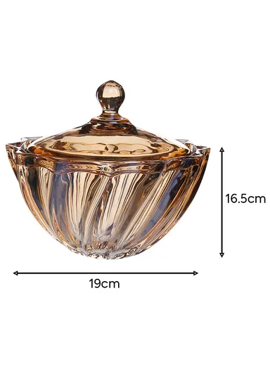 Modern Style Glass Jar with Lid, Multi-Use Wide Mouth Storage Candy Container DM601J (D19 x H16.5)cm - Transparent Orange