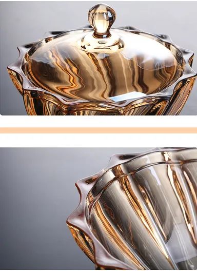 Modern Style Glass Jar with Lid, Multi-Use Wide Mouth Storage Candy Container DM601J (D19 x H16.5)cm - Transparent Orange