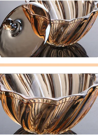 Modern Style Glass Jar with Lid, Multi-Use Wide Mouth Storage Candy Container DM601J (D19 x H16.5)cm - Transparent Orange