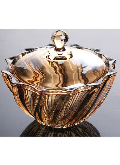 Modern Style Glass Jar with Lid, Multi-Use Wide Mouth Storage Candy Container DM601J (D19 x H16.5)cm - Transparent Orange