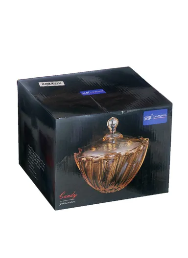 Modern Style Glass Jar with Lid, Multi-Use Wide Mouth Storage Candy Container DM601J (D19 x H16.5)cm - Transparent Orange