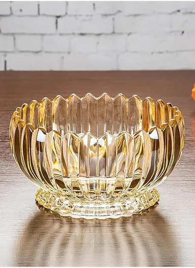 Modern Style Glass Jar with Lid, Multi-Use Wide Mouth Storage Candy Container DM608J (D15 x H17)cm - Transparent Orange