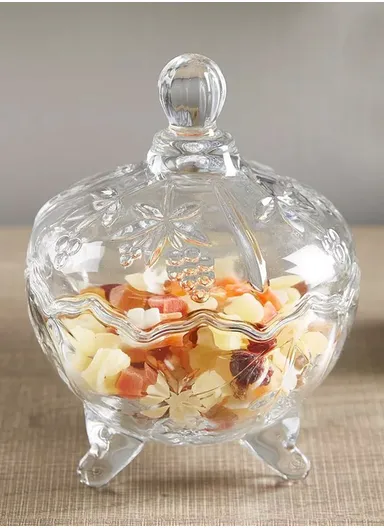 Modern Style Glass Jar with Lid, Multi-Use Wide Mouth Storage Candy Container TG001-1 (D14 x H19)cm - Transparent