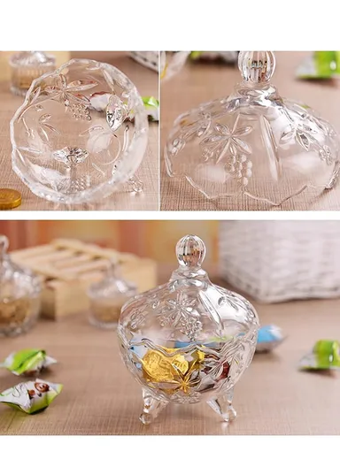 Modern Style Glass Jar with Lid, Multi-Use Wide Mouth Storage Candy Container TG001-1 (D14 x H19)cm - Transparent