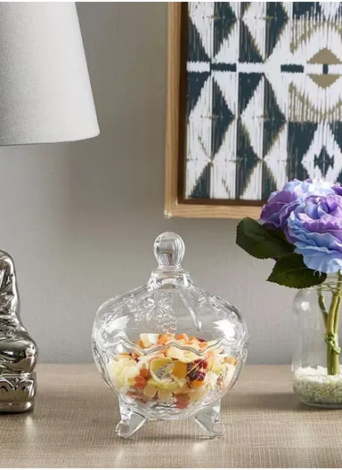 Modern Style Glass Jar with Lid, Multi-Use Wide Mouth Storage Candy Container TG001-1 (D14 x H19)cm - Transparent