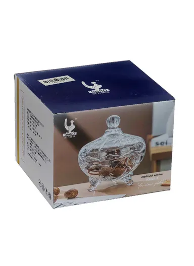 Modern Style Glass Jar with Lid, Multi-Use Wide Mouth Storage Candy Container TG001-1 (D14 x H19)cm - Transparent