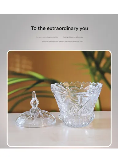 Modern Style Glass Jar with Lid, Multi-Use Wide Mouth Storage Candy Container TG005 (D15 x H22)cm - Transparent