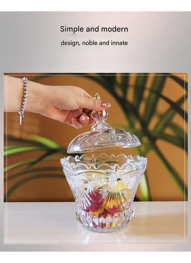 Modern Style Glass Jar with Lid, Multi-Use Wide Mouth Storage Candy Container TG005 (D15 x H22)cm - Transparent