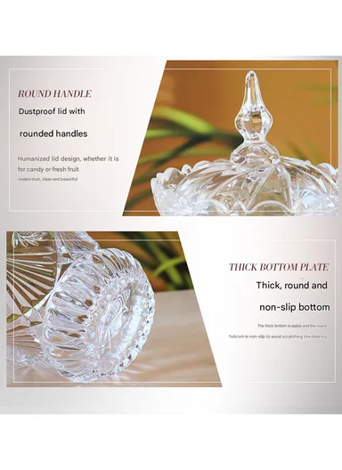 Modern Style Glass Jar with Lid, Multi-Use Wide Mouth Storage Candy Container TG005 (D15 x H22)cm - Transparent
