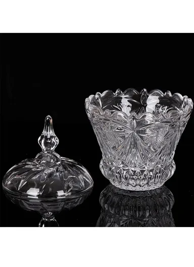 Modern Style Glass Jar with Lid, Multi-Use Wide Mouth Storage Candy Container TG005 (D15 x H22)cm - Transparent