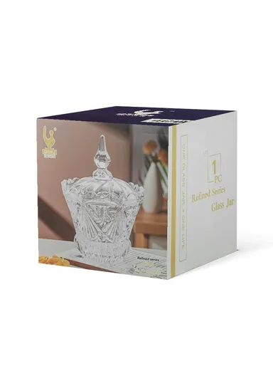 Modern Style Glass Jar with Lid, Multi-Use Wide Mouth Storage Candy Container TG005 (D15 x H22)cm - Transparent