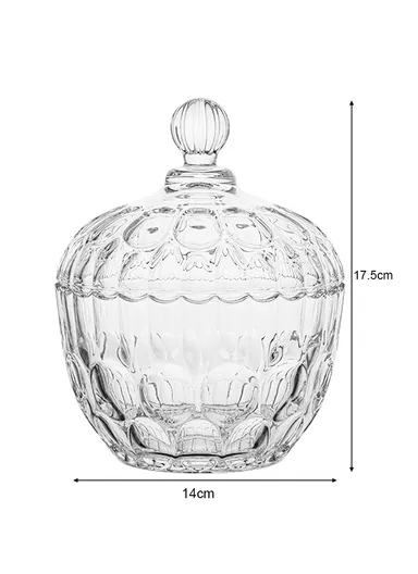 Modern Style Glass Jar with Lid, Multi-Use Mini Storage Candy Container TG006 (D14 x H17.5)cm - Transparent