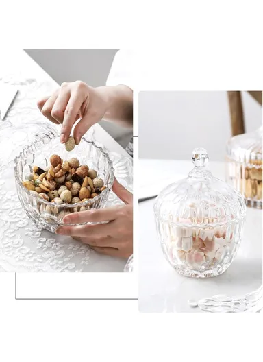 Modern Style Glass Jar with Lid, Multi-Use Mini Storage Candy Container TG006 (D14 x H17.5)cm - Transparent