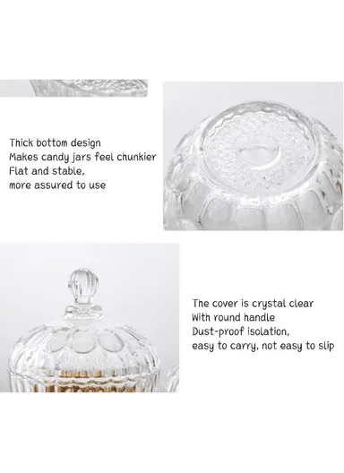 Modern Style Glass Jar with Lid, Multi-Use Mini Storage Candy Container TG006 (D14 x H17.5)cm - Transparent