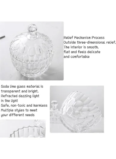 Modern Style Glass Jar with Lid, Multi-Use Mini Storage Candy Container TG006 (D14 x H17.5)cm - Transparent