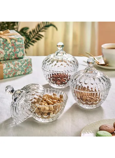 Modern Style Glass Jar with Lid, Multi-Use Mini Storage Candy Container TG006 (D14 x H17.5)cm - Transparent