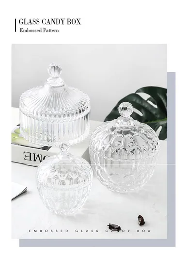 Modern Style Glass Jar with Lid, Multi-Use Mini Storage Candy Container TG006 (D14 x H17.5)cm - Transparent